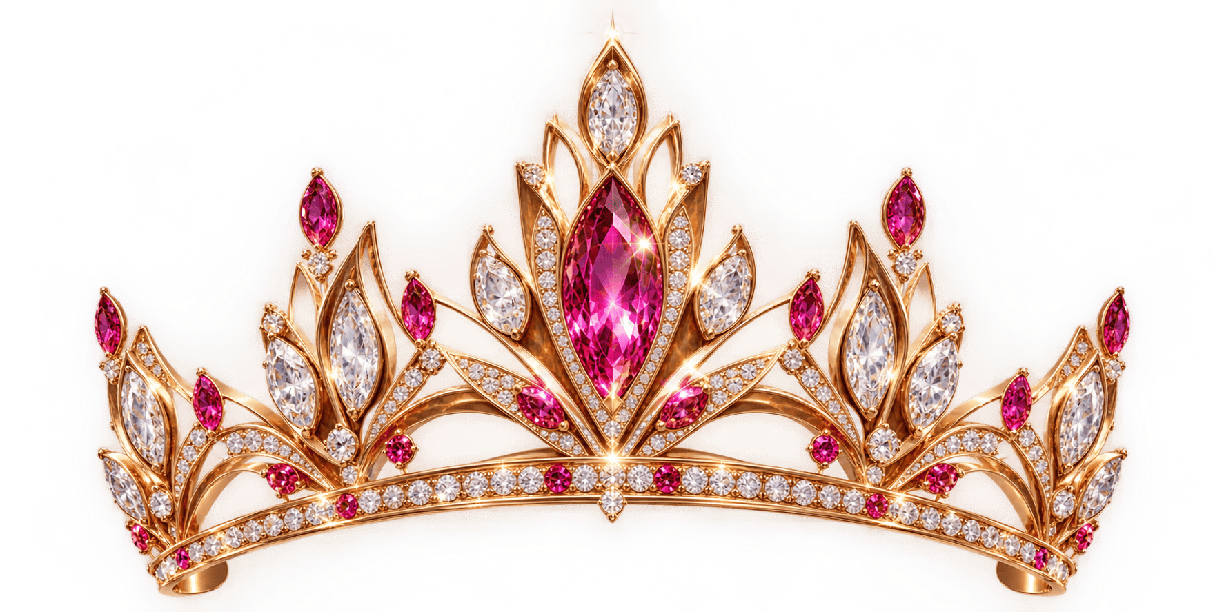 Jewelled pink and gold crown